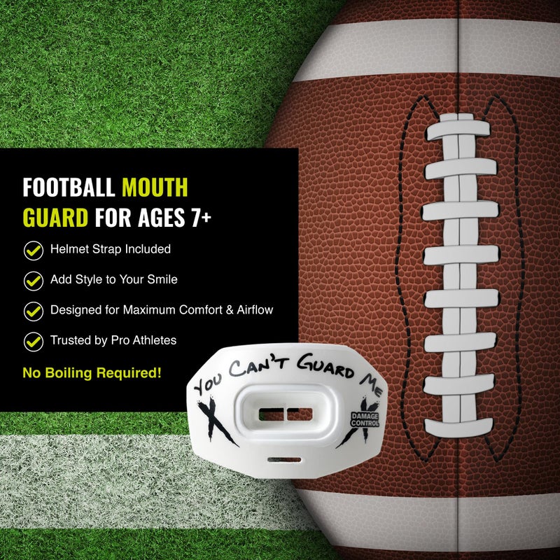 DAMAGE CONTROL Youth Football Mouth Guard - Breathable No Boil Mouthpiece  Protects Lips & Teeth  Works with Braces  Includes Helmet Strap - Sports Gear & Accessories (You Can't Guard Me) - Image 4